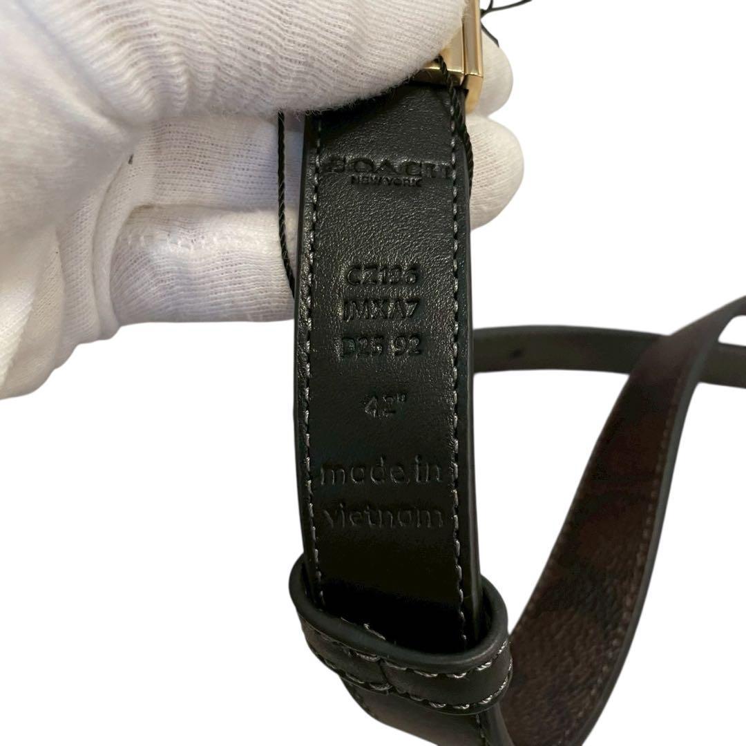 【新品】COACH コーチ リバーシブルベルト シグネチャーバックル ブラウン