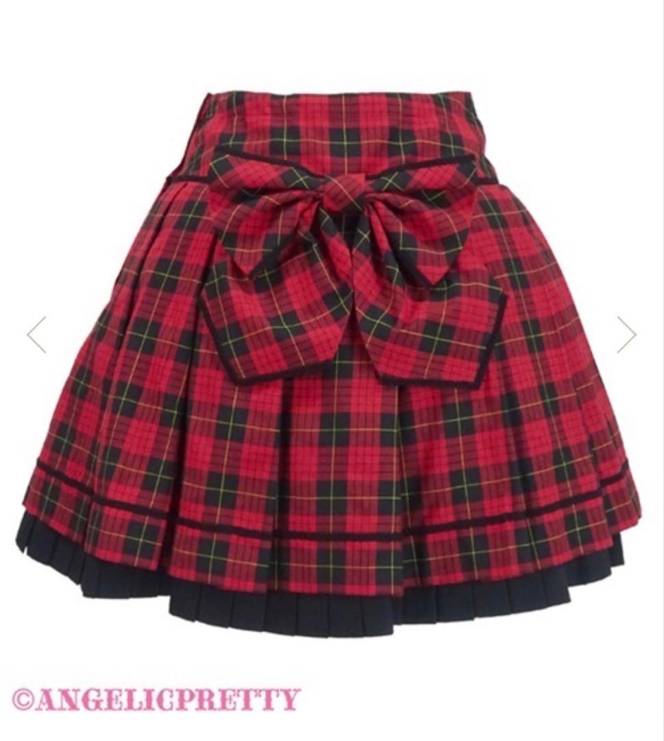アンジェリックプリティ タータンチェックスカート＋リボンクリップセット