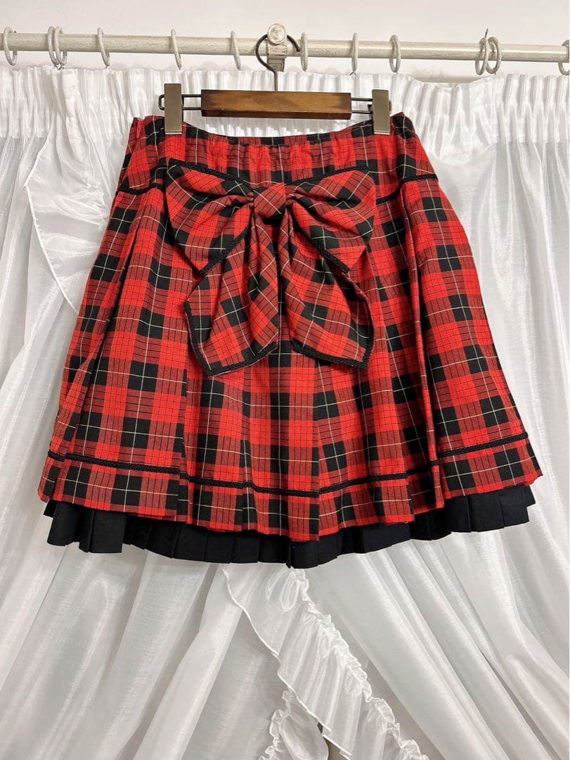 アンジェリックプリティ タータンチェックスカート＋リボンクリップセット