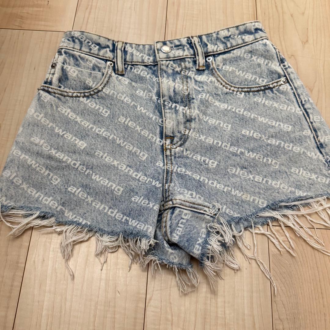 alexanderwang ロゴプリントデニムショートパンツ