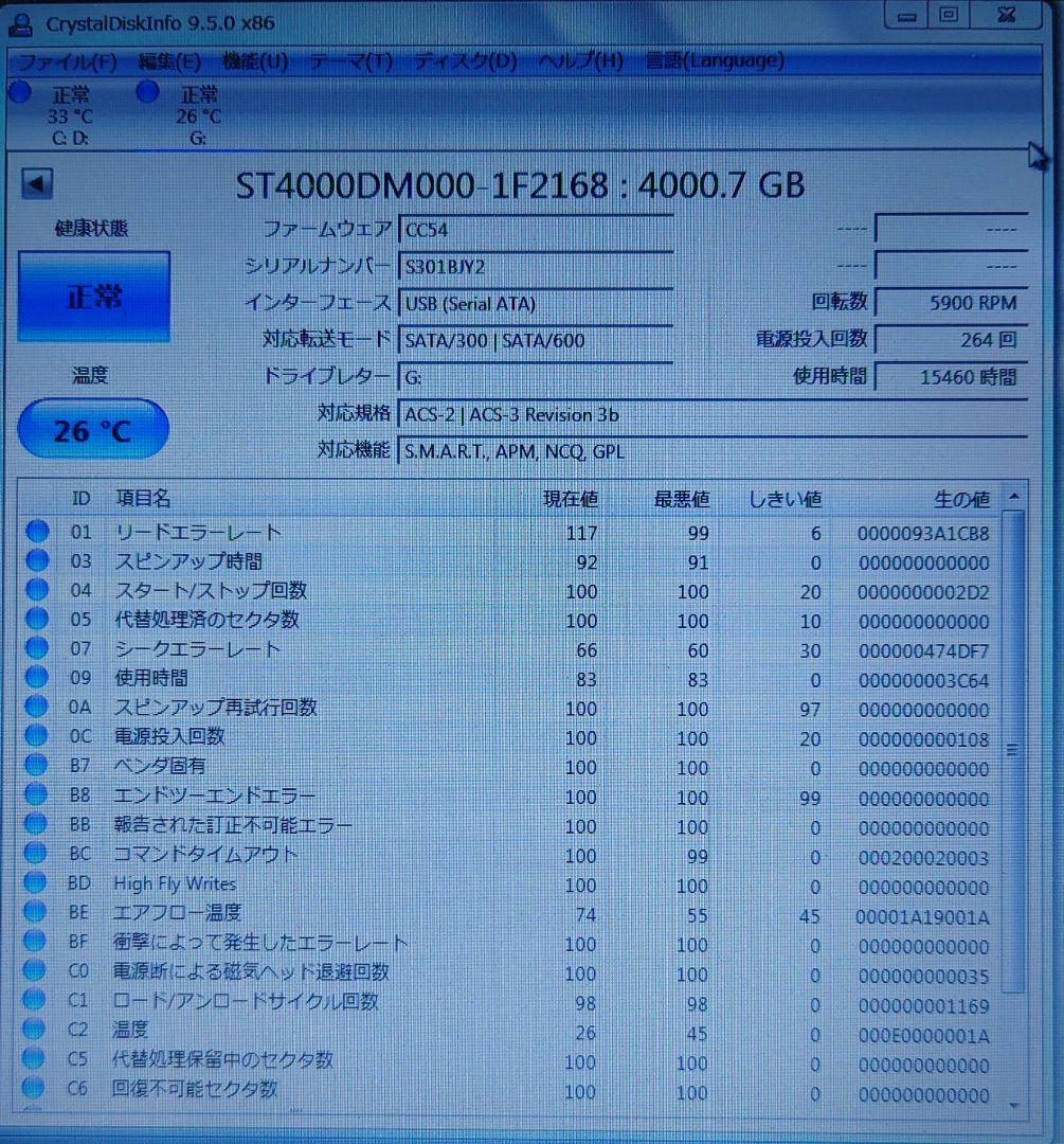 Seagate Desktop HDD 4000GB中古(管理用30)