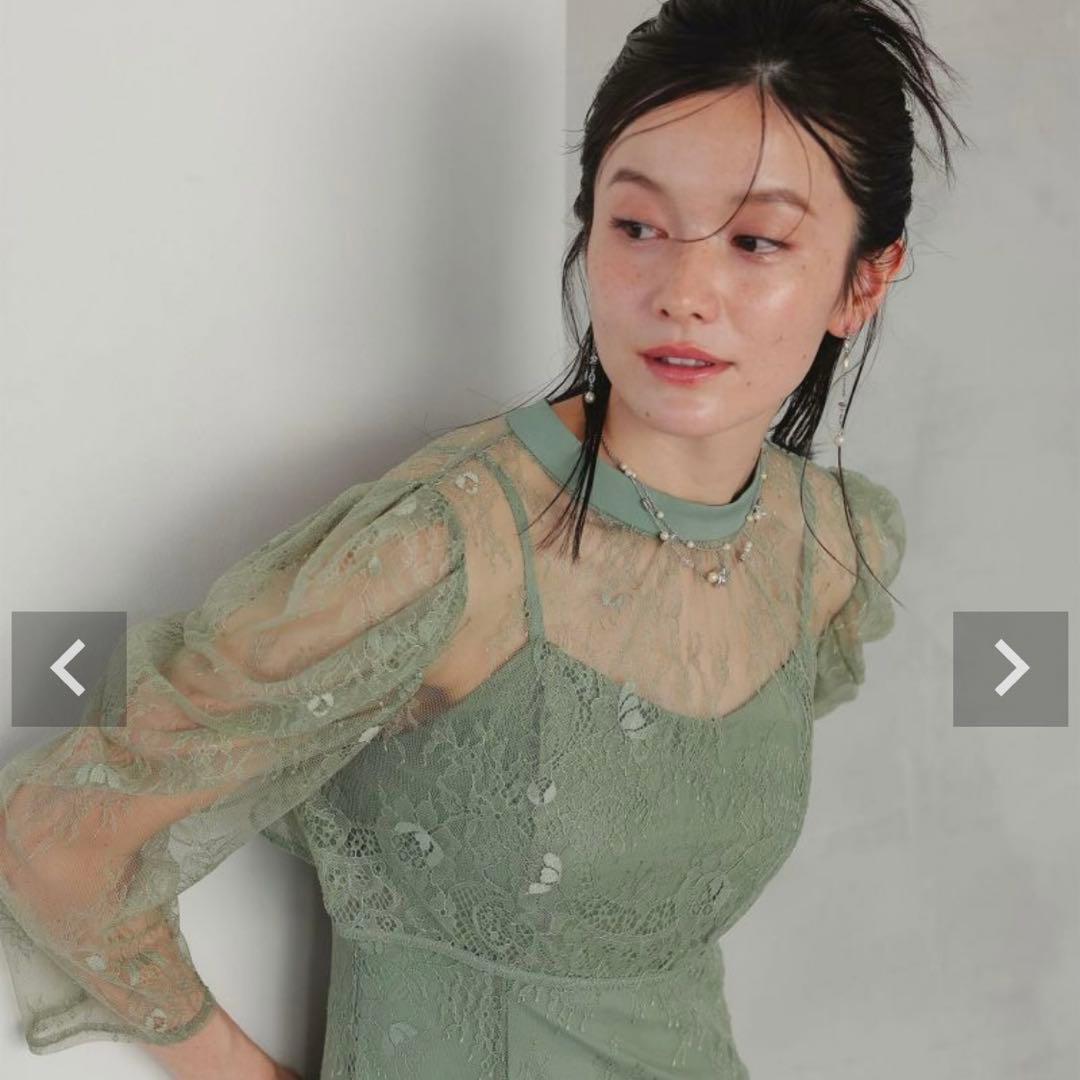 Dorry Doll ボレロレイヤーレースドレス　グリーン　S　結婚式　お呼ばれ