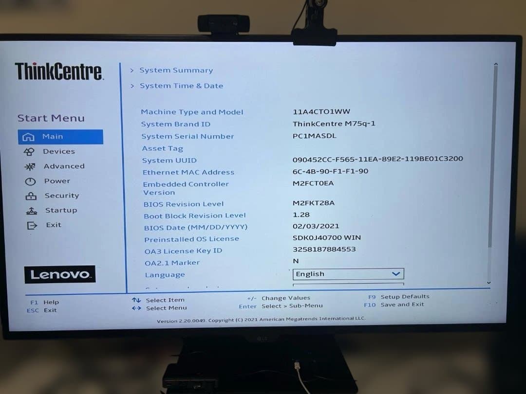 Lenovo ThinkCentre M75q-1 Tiny SSD/メモリなし