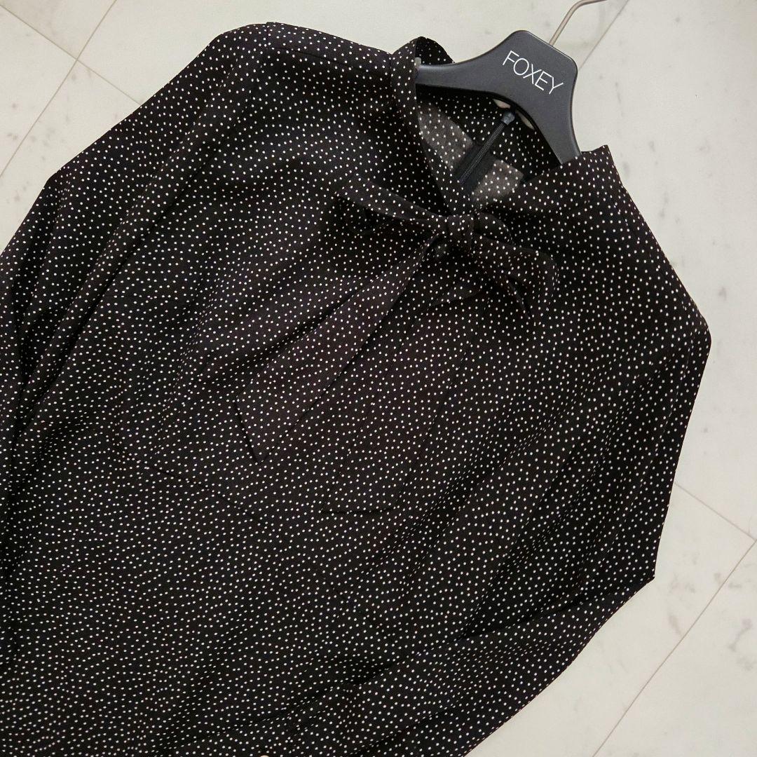 極美品　アンタイトル ボウタイ ロングワンピース ドット柄 現行　ペチコート