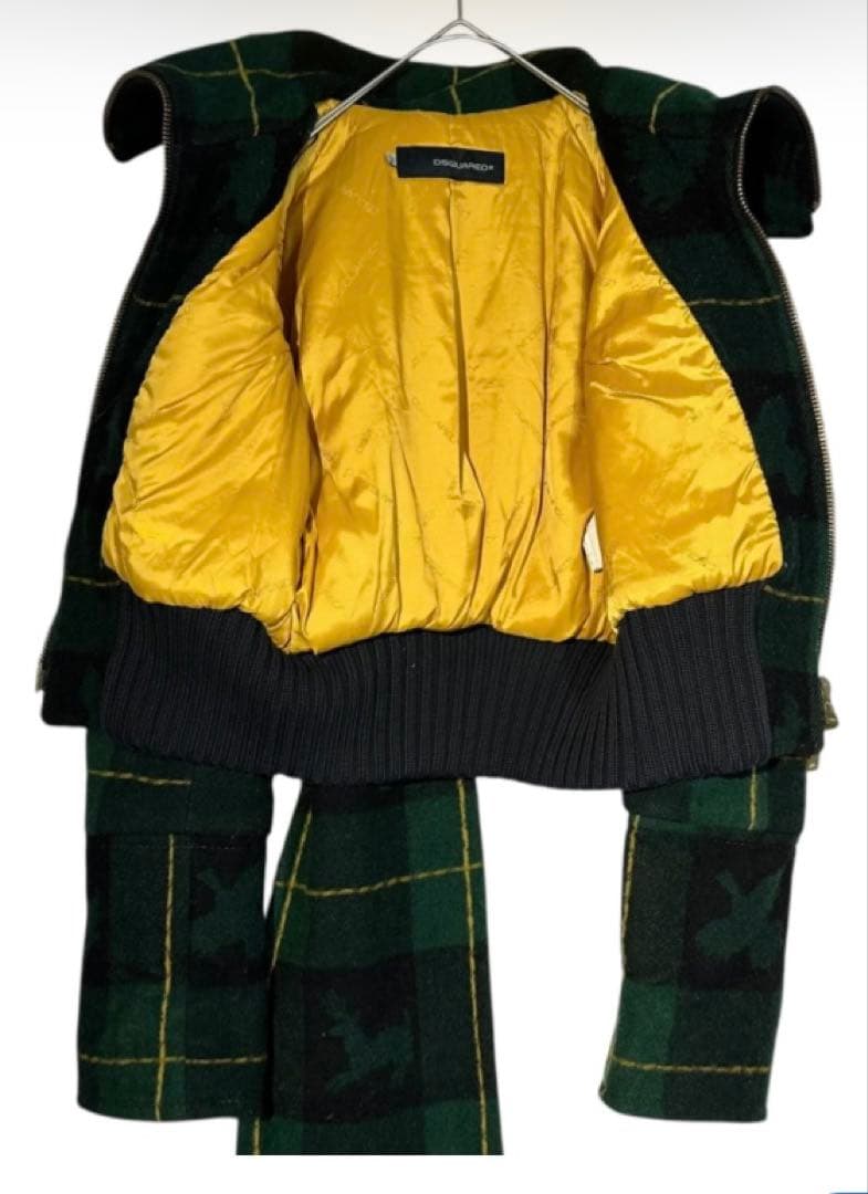 DSQUARED2 ディースクエアード ウールチェック柄 マフラー付ブルゾン