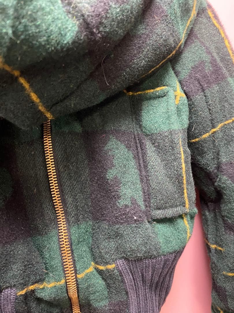 DSQUARED2 ディースクエアード ウールチェック柄 マフラー付ブルゾン