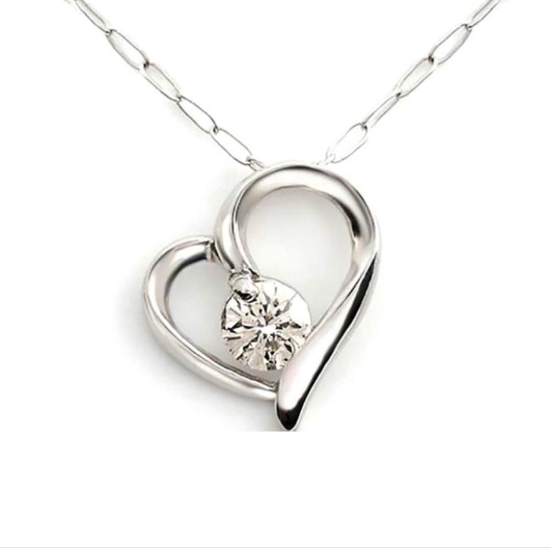 プラチナダイヤモンドハートネックレス