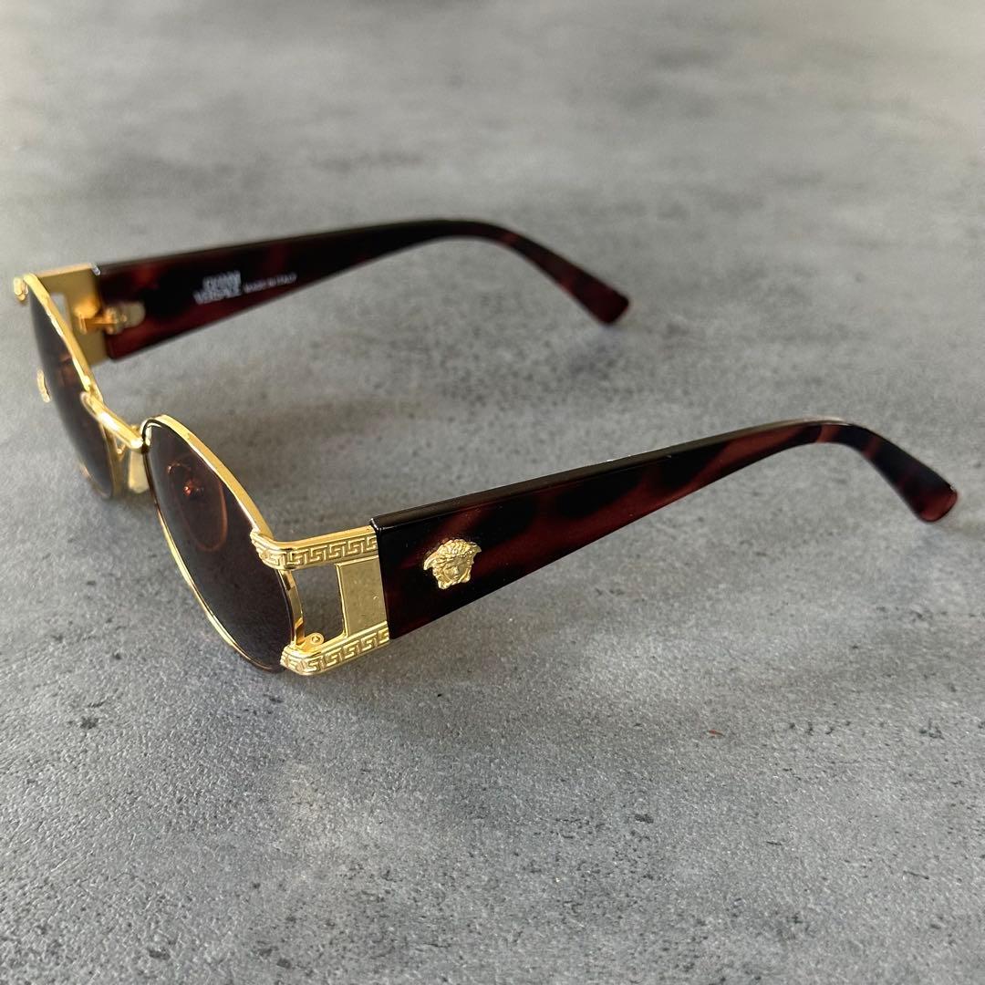 VERSACE メデューサ 鼈甲 金縁 フルリム オーバル サングラス②