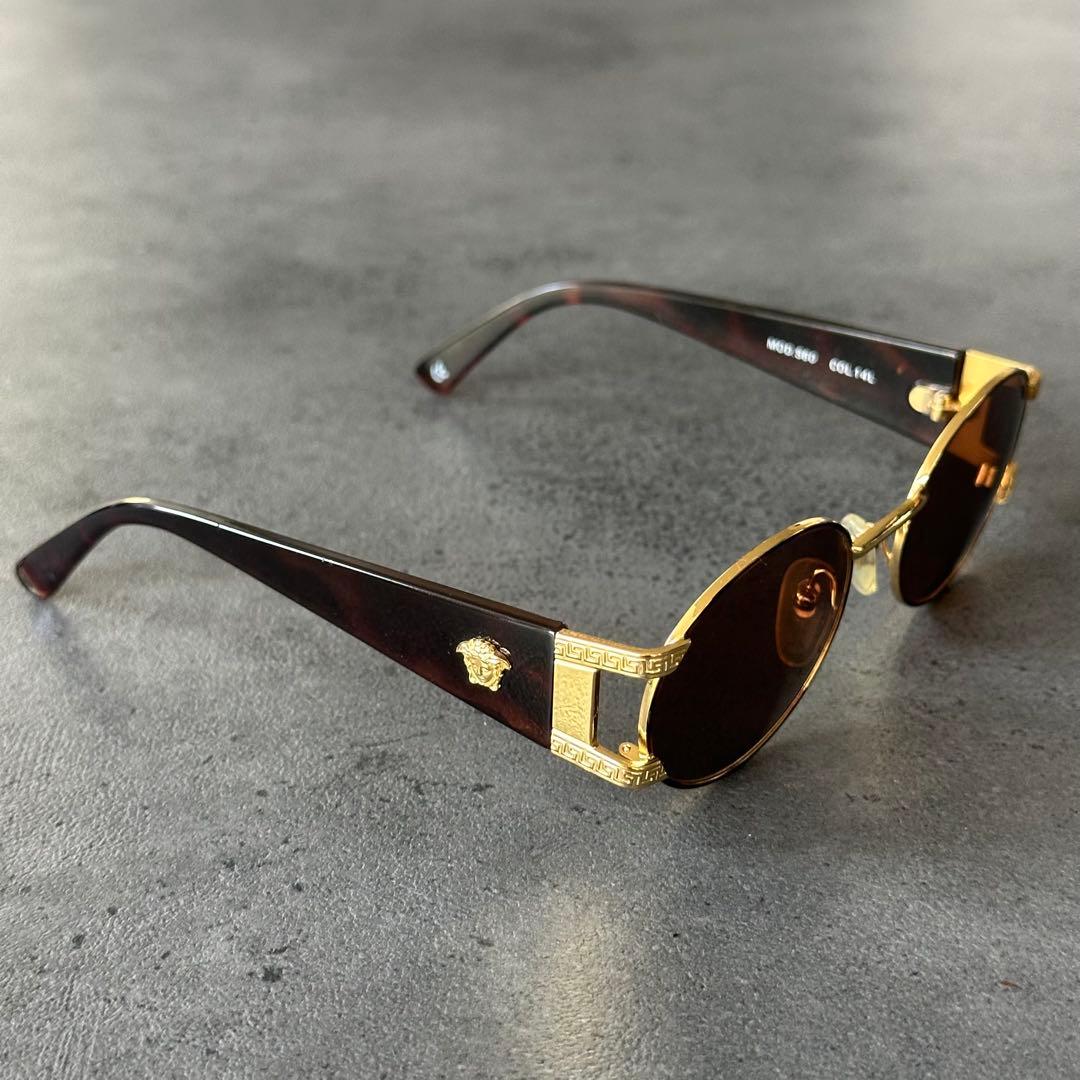 VERSACE メデューサ 鼈甲 金縁 フルリム オーバル サングラス②