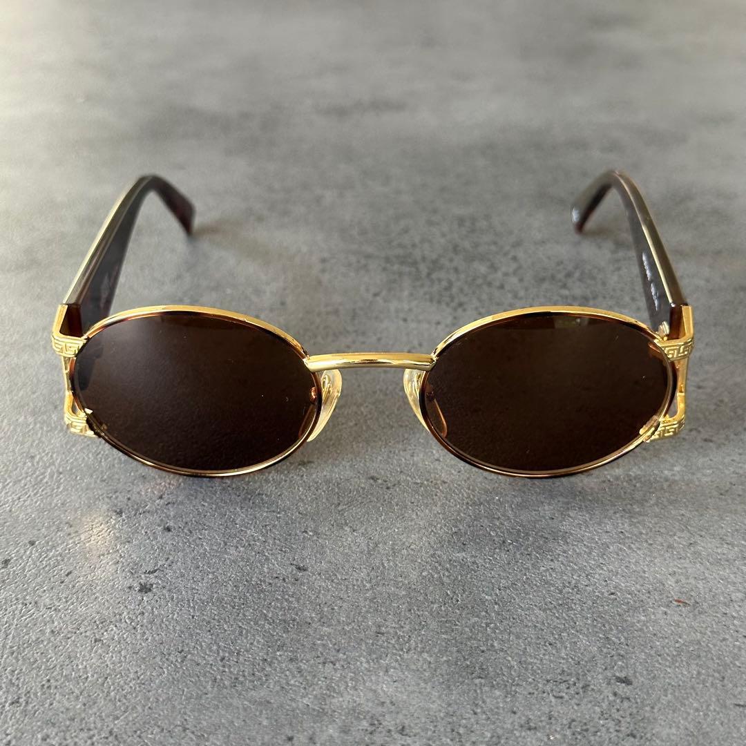 VERSACE メデューサ 鼈甲 金縁 フルリム オーバル サングラス②