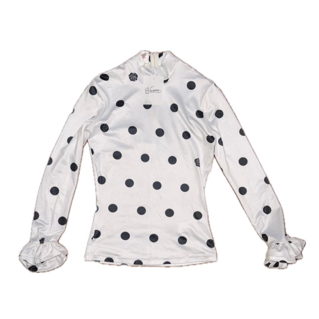 VIVIANO Ruffle Elastic Top dot ドット