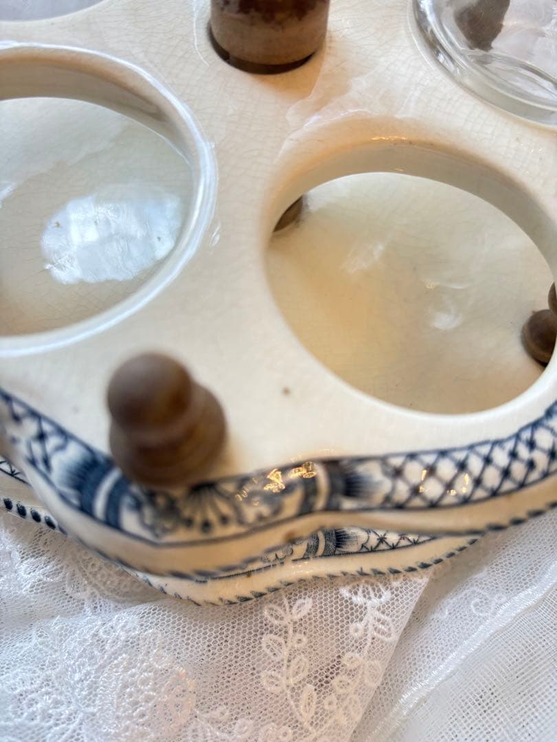 アンティーク　イギリス製 ガラス製調味料入れセット