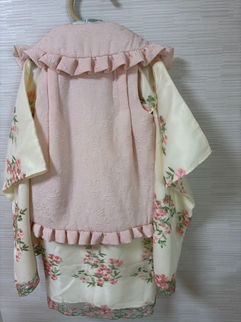 七五三　キャサリンコテージ　着物　桜色×ホワイト　100サイズ