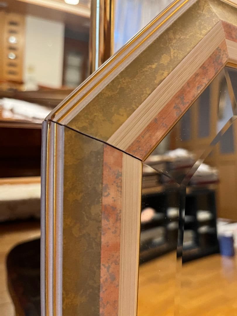 八角形 木製フレーム　高級鏡　 六本木アピス　イタリア
