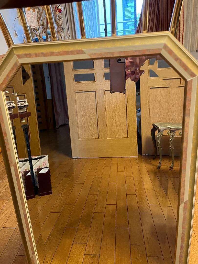 八角形 木製フレーム　高級鏡　 六本木アピス　イタリア