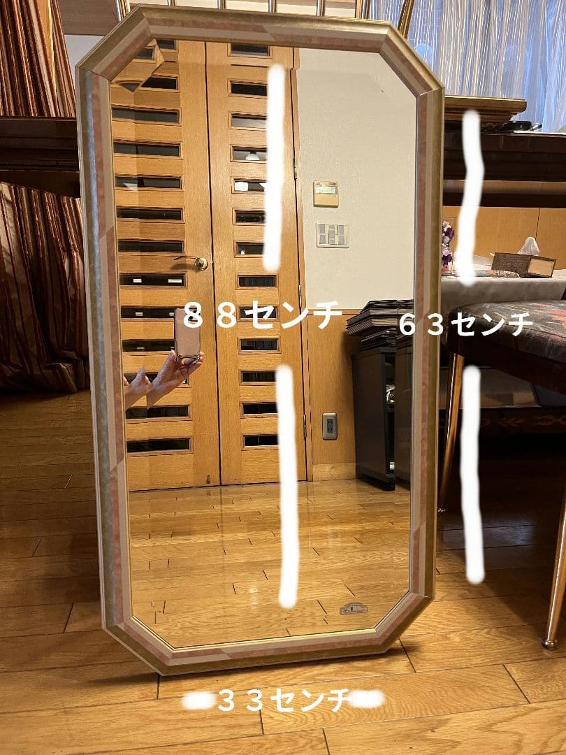 八角形 木製フレーム　高級鏡　 六本木アピス　イタリア