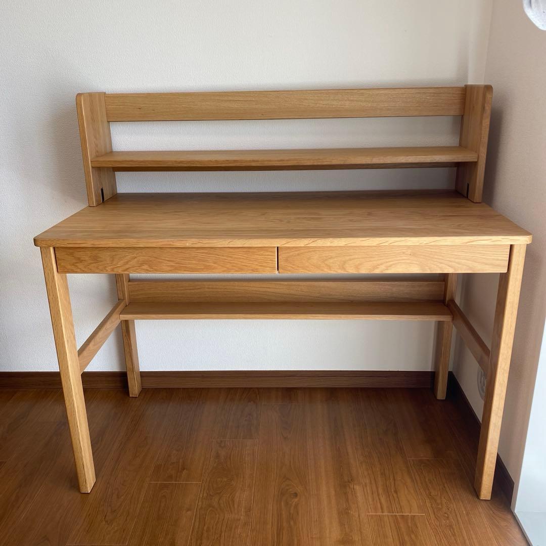 ☆ai☆【無印良品】オーク無垢材デスクと上置き棚セット