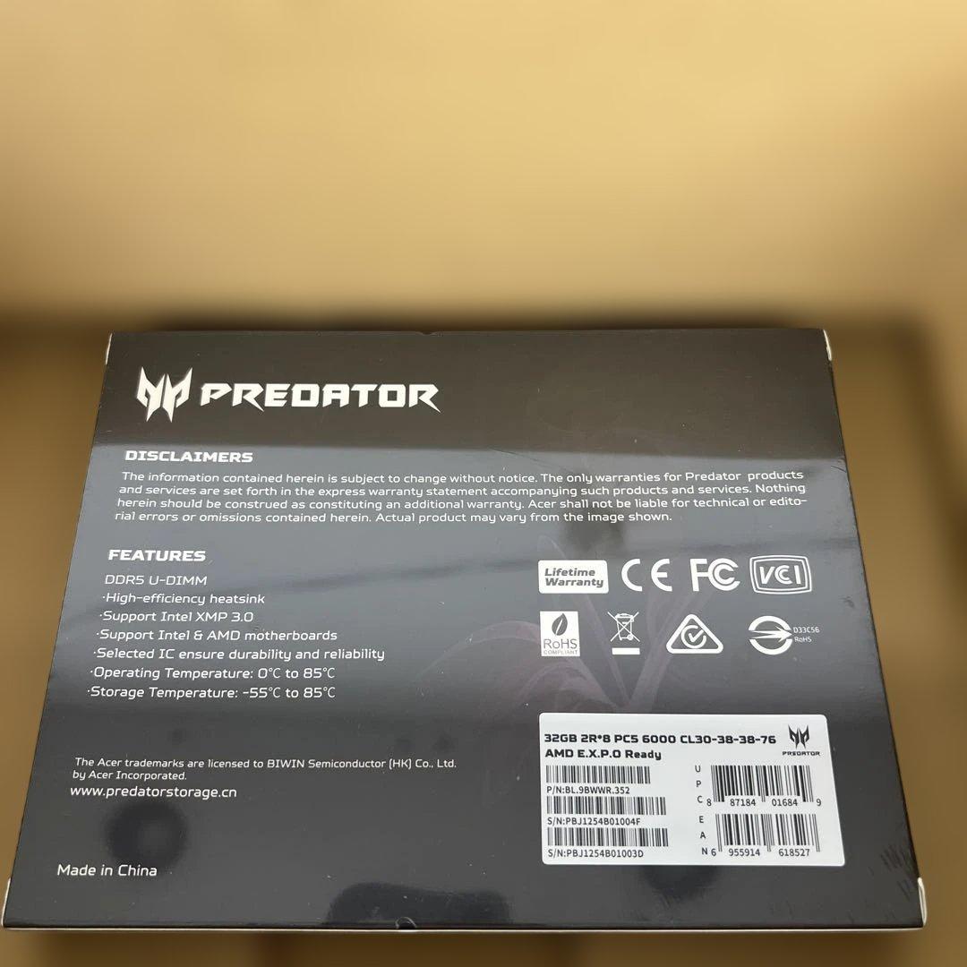 422 Acer Predator Pallas II DDR5 未開封