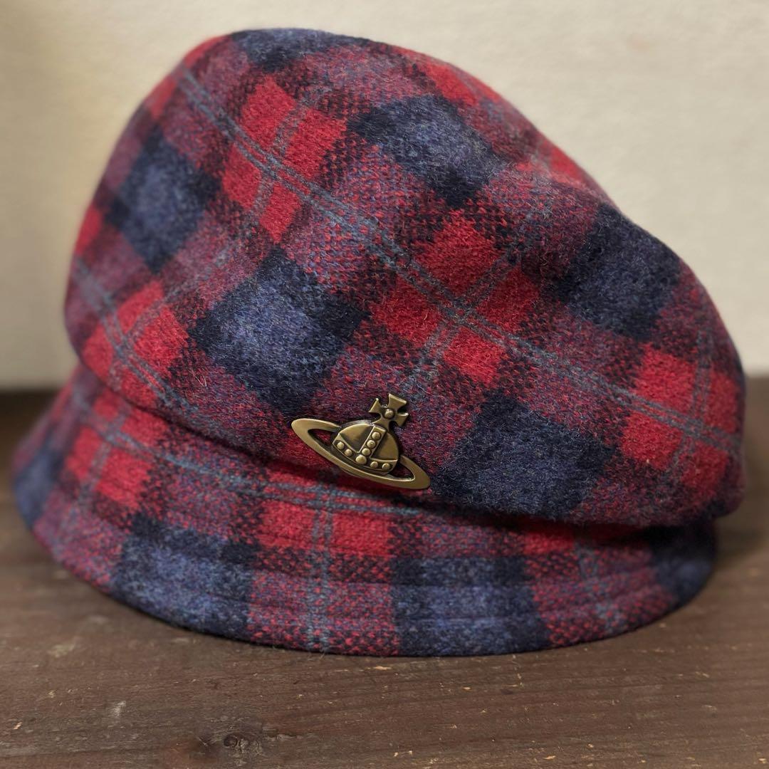 《Vivienne Westwood》wool チェック 帽子 日本製 オーブ