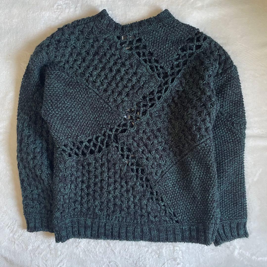 トップス JieDa MIX CABLE KNIT BLACK/GREEN