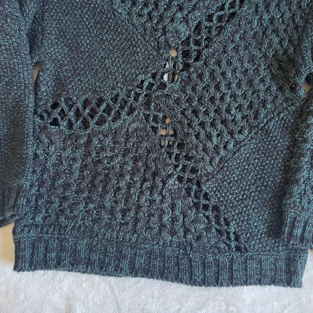 トップス JieDa MIX CABLE KNIT BLACK/GREEN