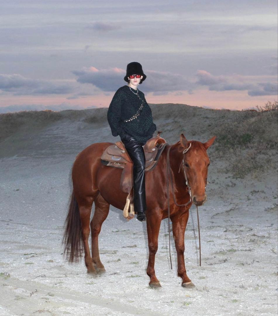 トップス JieDa MIX CABLE KNIT BLACK/GREEN