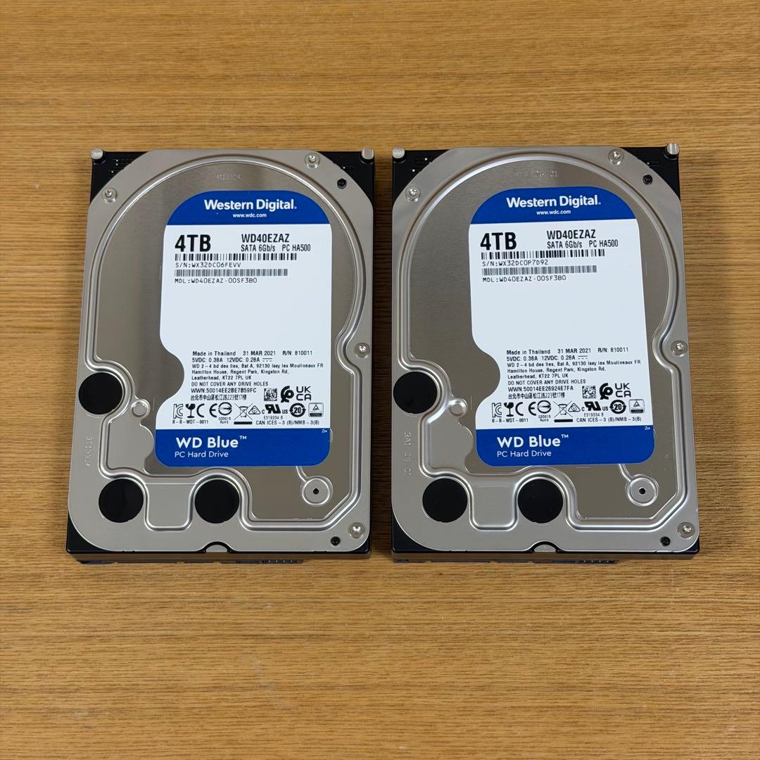 【内蔵HDD】WD Blue 4TB WD40EZAZ-EC 2台セット