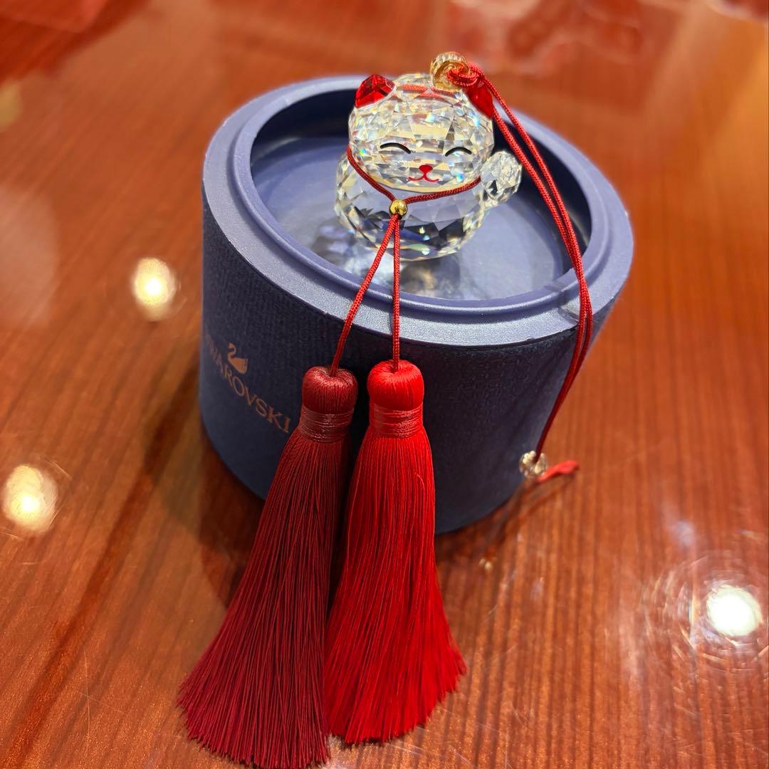 ★縁起物★ スワロフスキー　猫　招き猫　招福　オーナメント