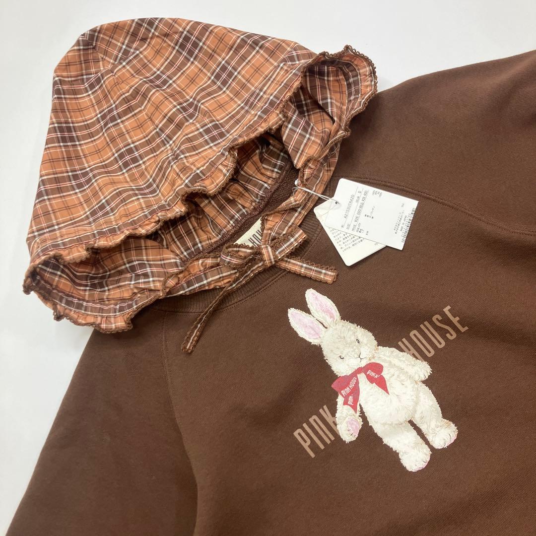 【新品未使用】ピンクハウス ブラウン うさちゃんプリント パーカー/2025年