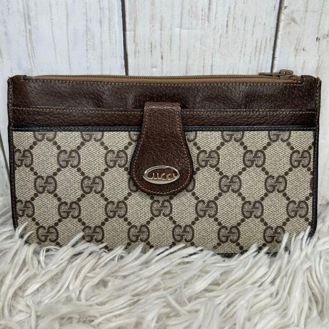 GUCCI GGスプリーム　レザー　ポーチ　セカンドバッグ　クラッチバッグ