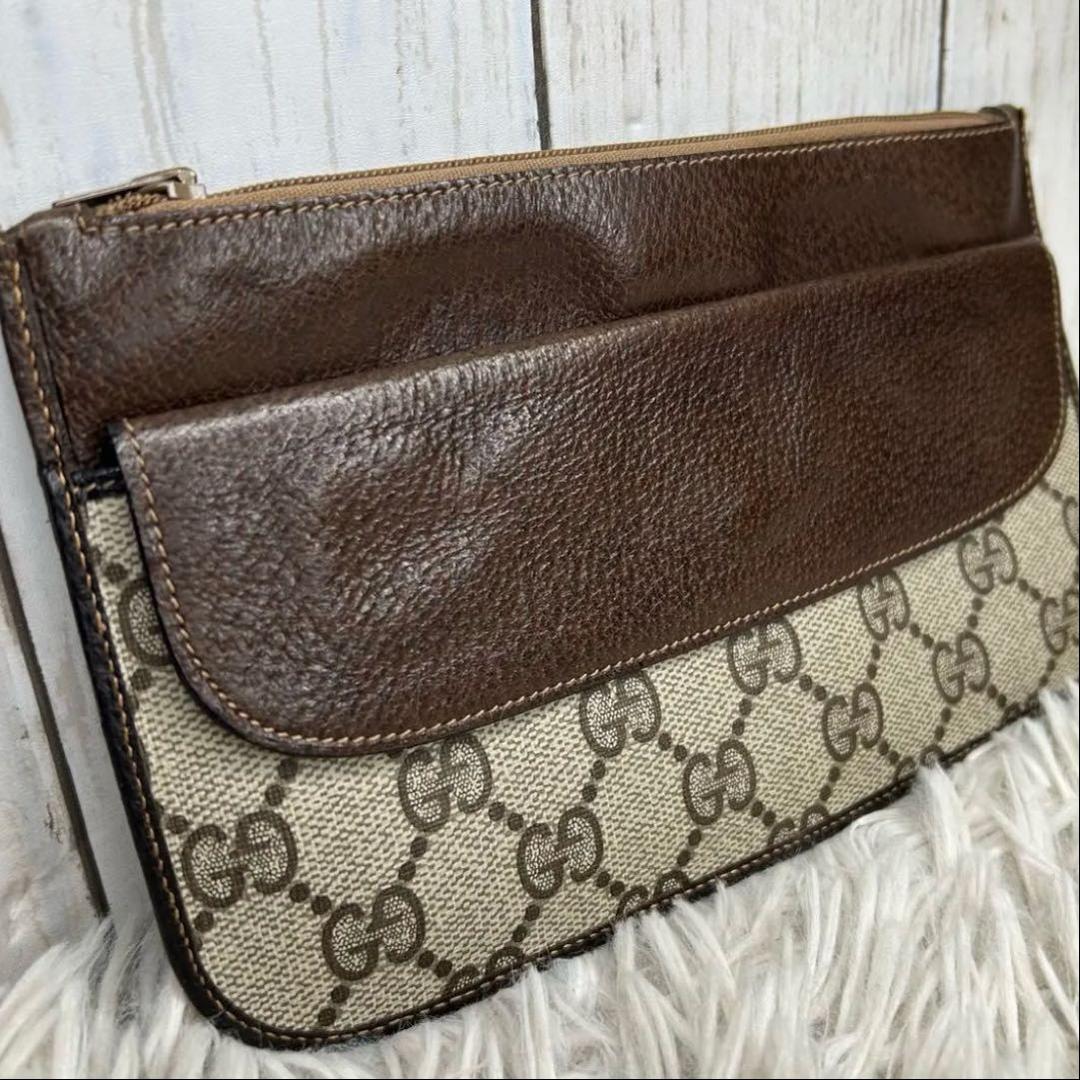 GUCCI GGスプリーム　レザー　ポーチ　セカンドバッグ　クラッチバッグ