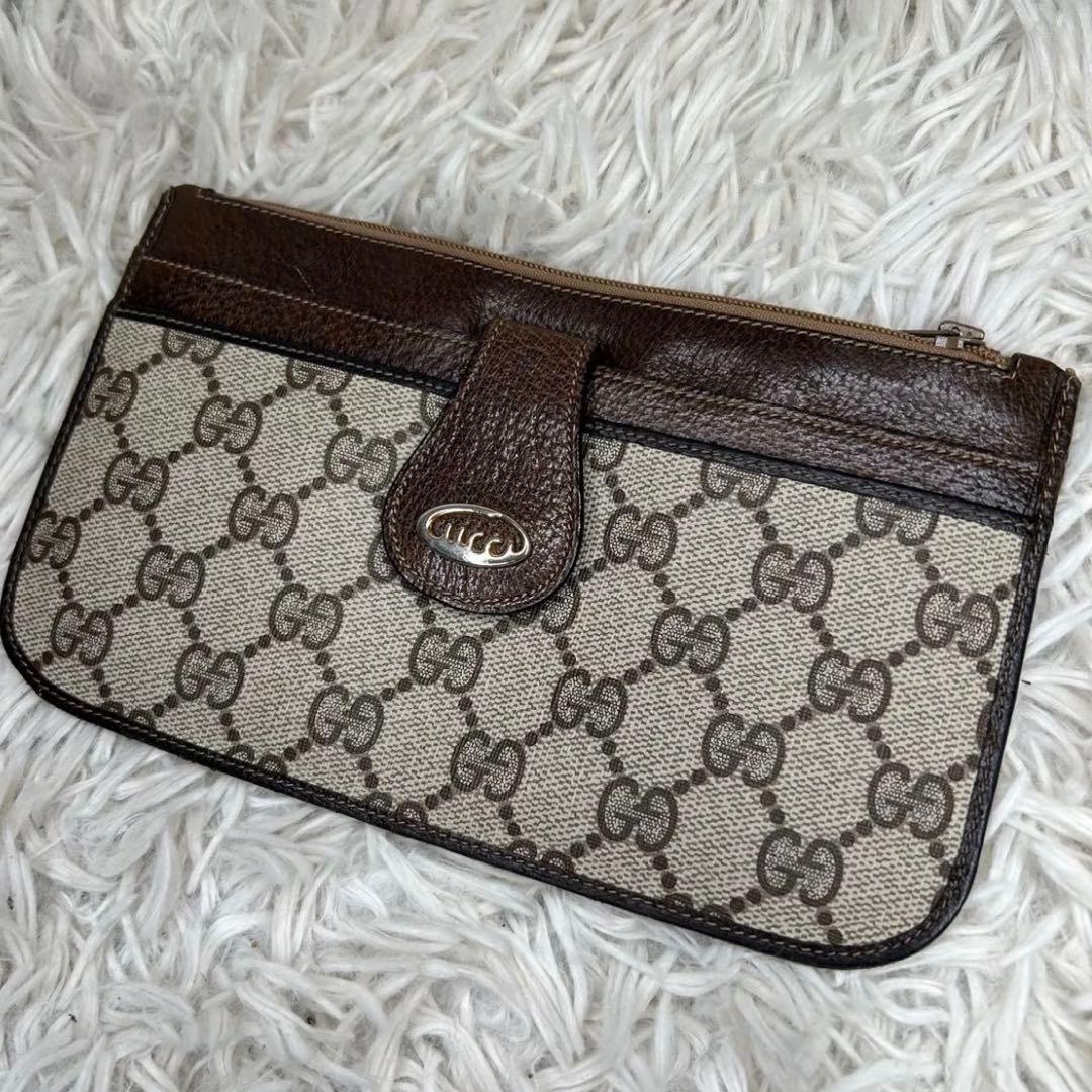 GUCCI GGスプリーム　レザー　ポーチ　セカンドバッグ　クラッチバッグ