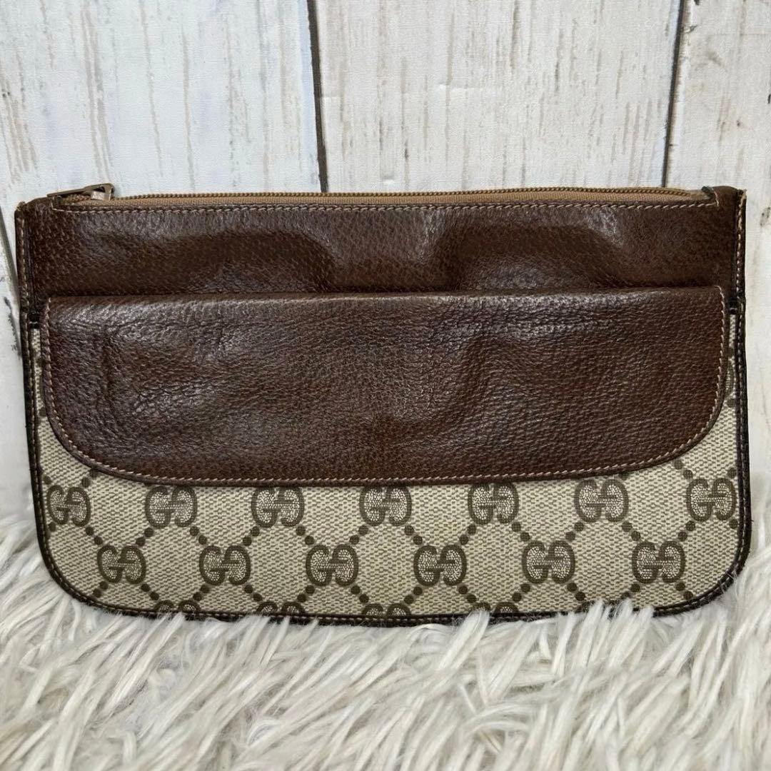GUCCI GGスプリーム　レザー　ポーチ　セカンドバッグ　クラッチバッグ
