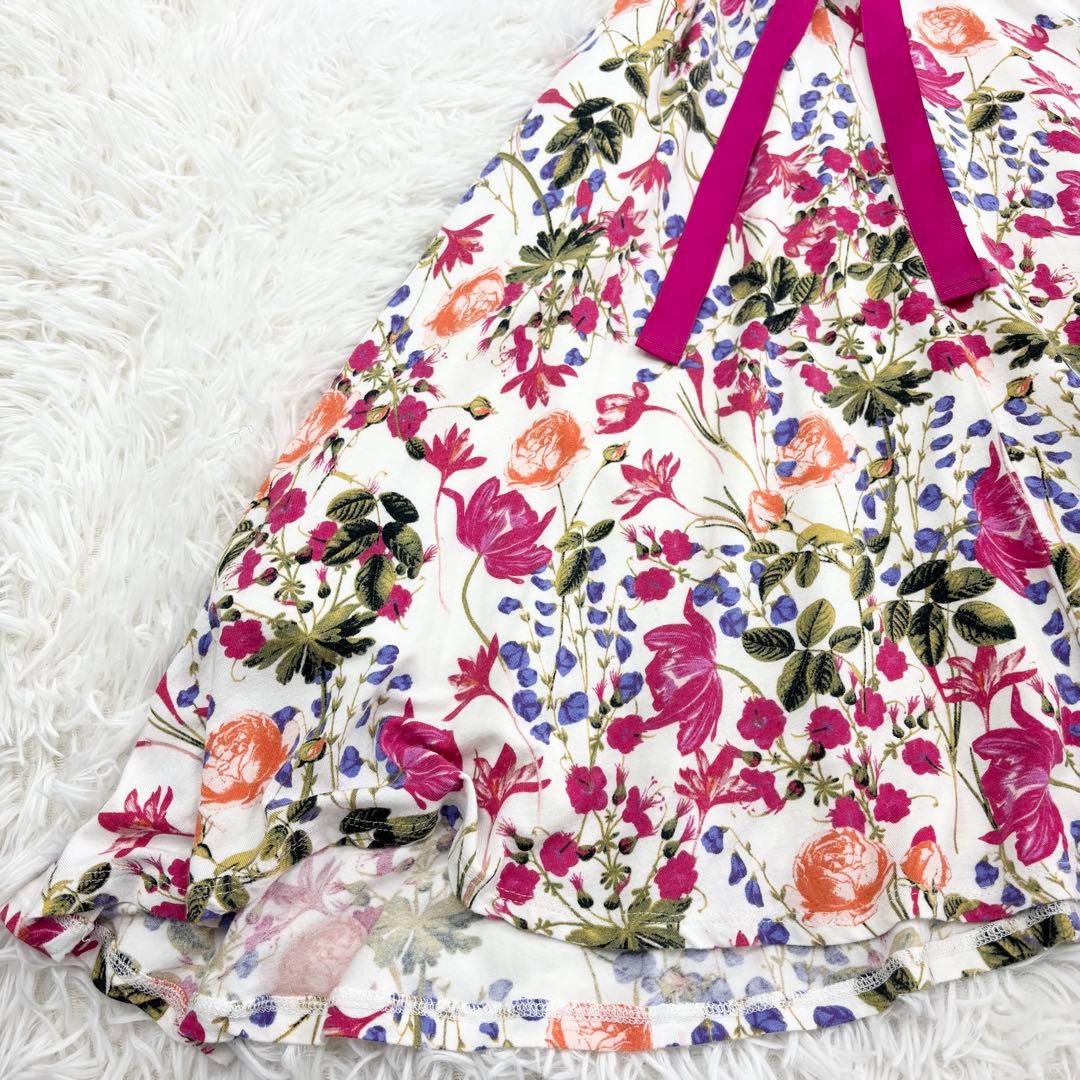 美品　ローラアシュレイ　ロングワンピース　花柄　ウエストリボン　ノースリーブ