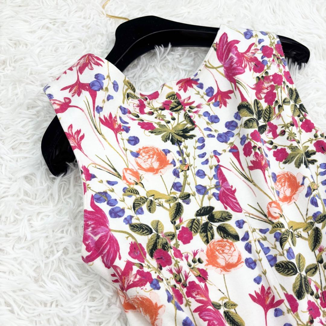 美品　ローラアシュレイ　ロングワンピース　花柄　ウエストリボン　ノースリーブ