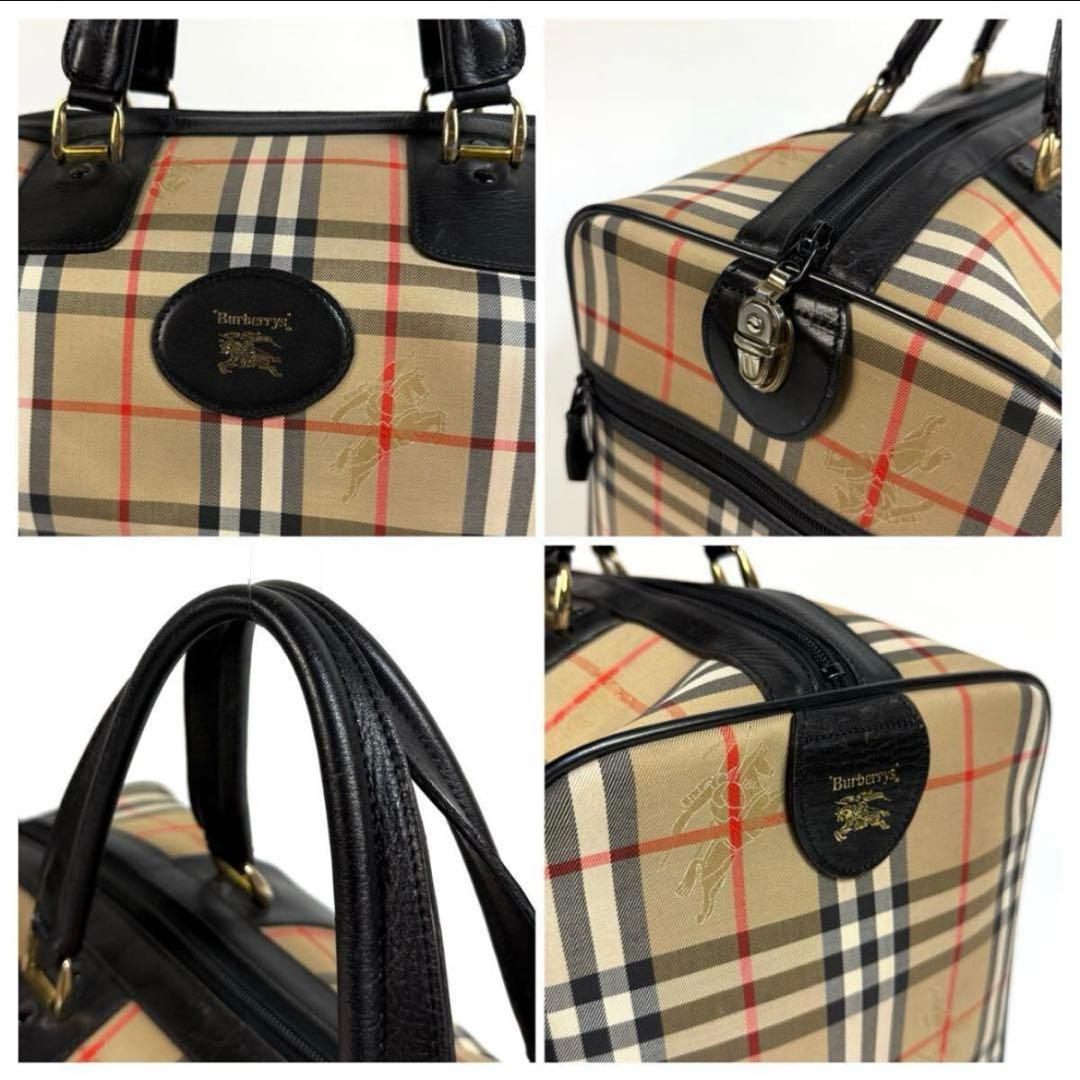お値下げ✨️訳あり✨️バーバリー大容量ボストンバッグ　ノバチェック シャドーホース