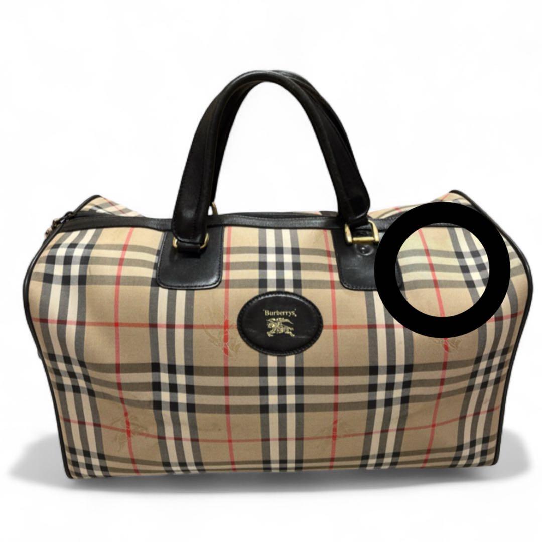 お値下げ✨️訳あり✨️バーバリー大容量ボストンバッグ　ノバチェック シャドーホース