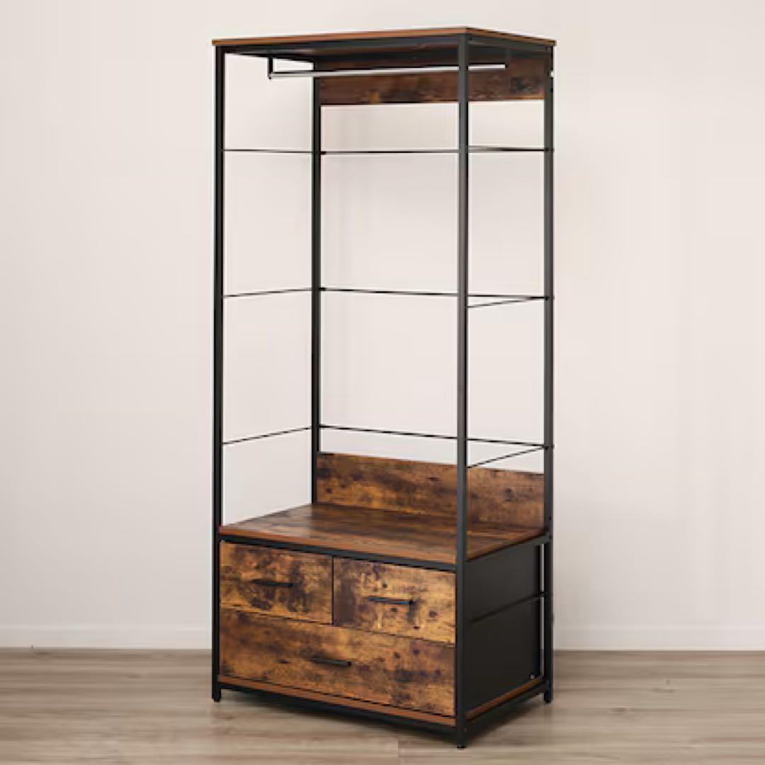 ハンガーラック 引き出し付き　Nステイン送料込み3/21終了