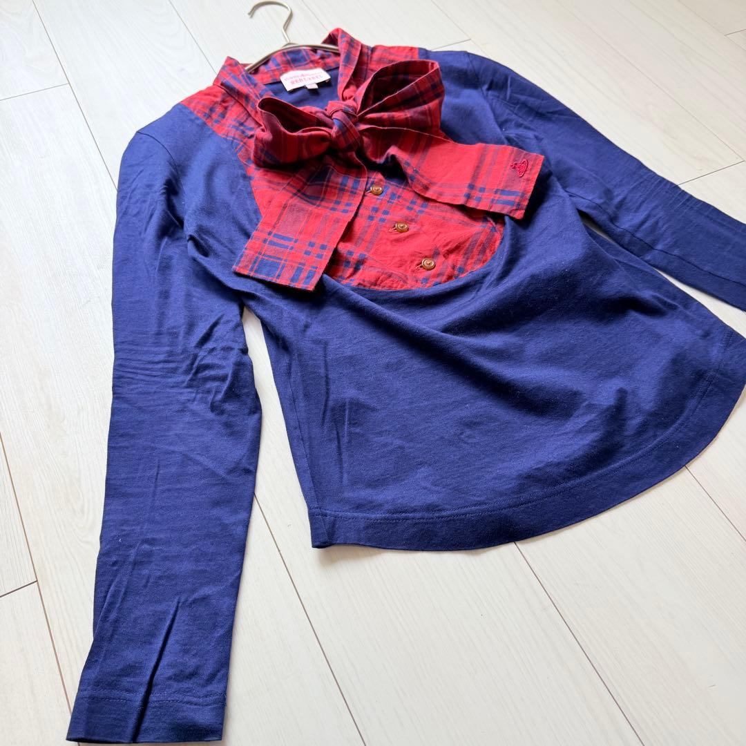 希少✨ ヴィヴィアンウエストウッド　ボウタイカットソー タータンチェック　オーブ