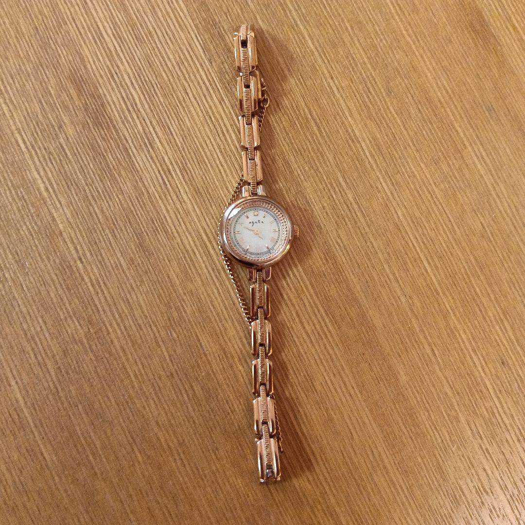 agete ゴールド 腕時計 ソーラー