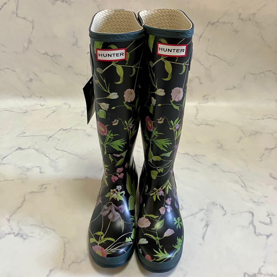 【新品タグ付】HUNTER ハンター 花柄レインブーツ RHSコラボ 長靴