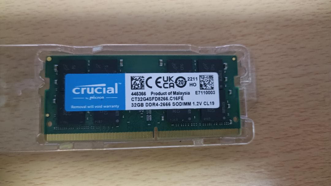 crucial 32GB DDR4-2666 SO-DIMM メモリー 1枚