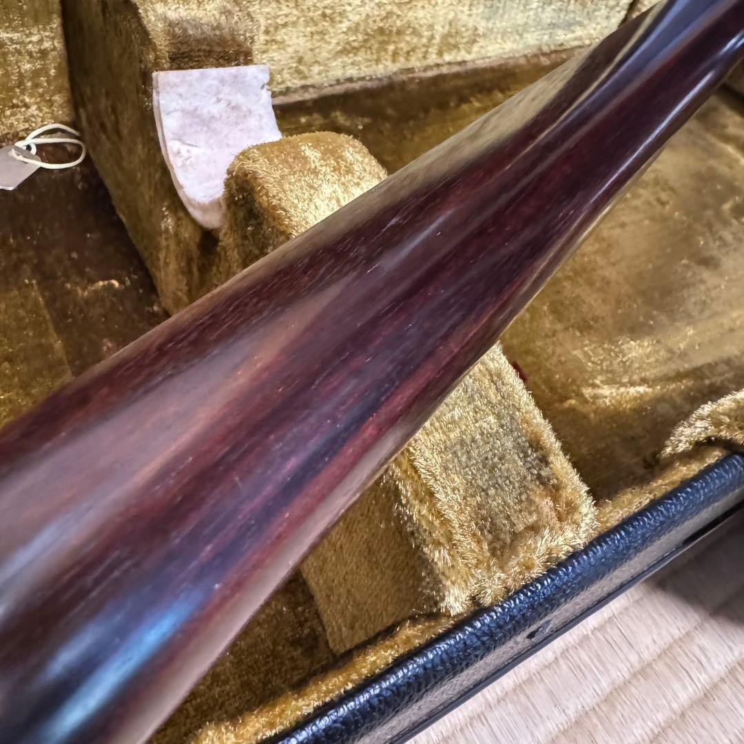 三味線　中棹　東さわり　紅木　1本溝　糸まき　素六　破れ有り　ハードケース付き