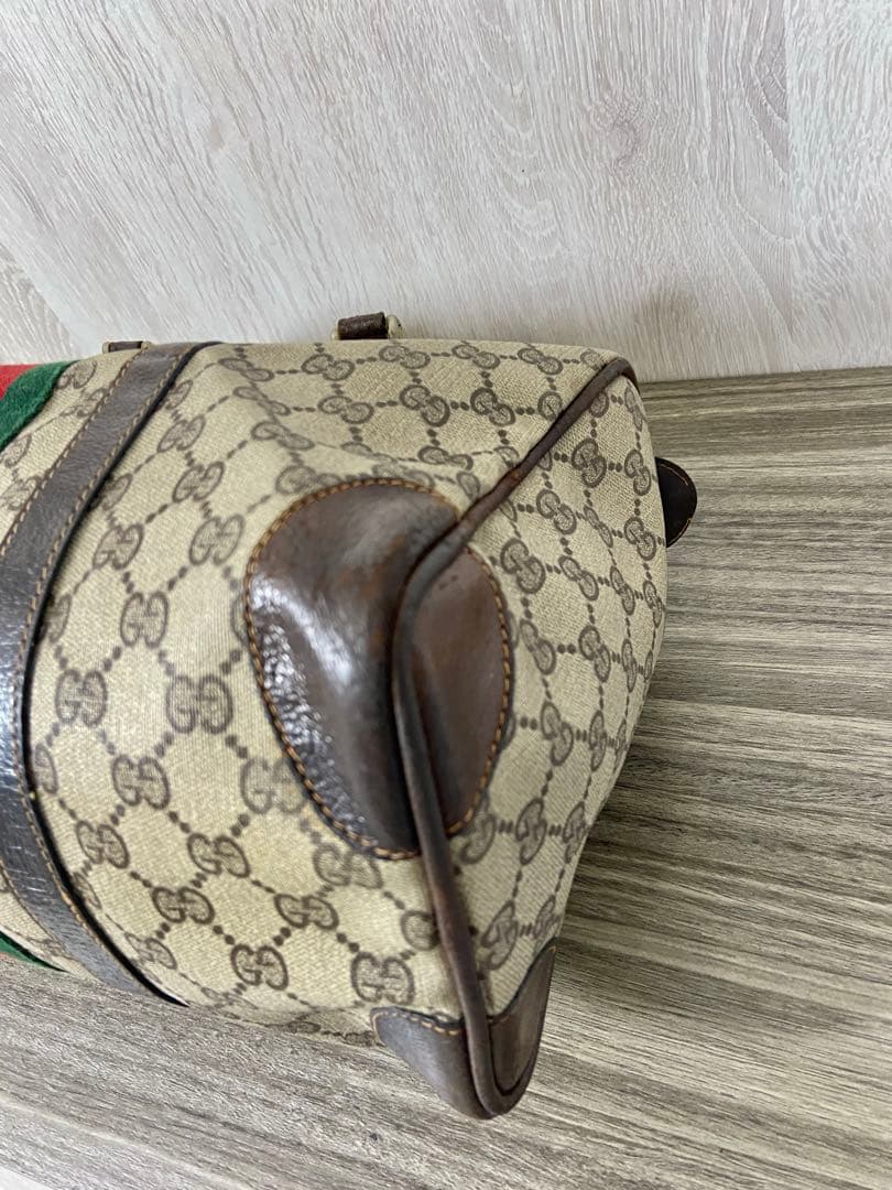 GUCCI ボストンバッグ　シェリーライン　GG スプリーム　PVC レザー