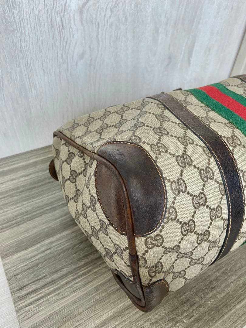 GUCCI ボストンバッグ　シェリーライン　GG スプリーム　PVC レザー
