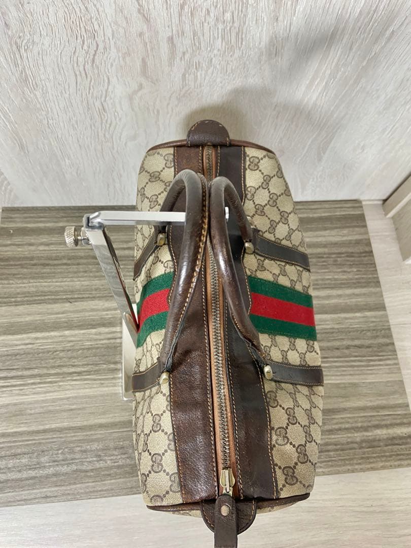 GUCCI ボストンバッグ　シェリーライン　GG スプリーム　PVC レザー
