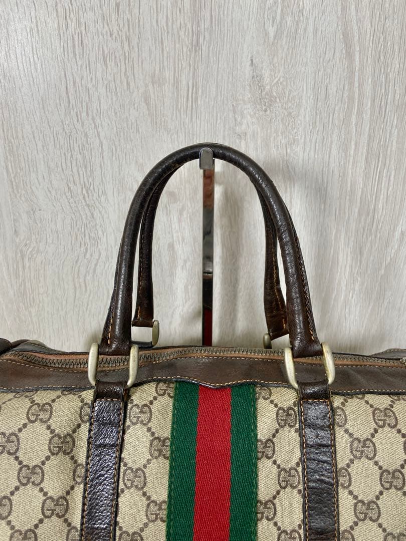 GUCCI ボストンバッグ　シェリーライン　GG スプリーム　PVC レザー