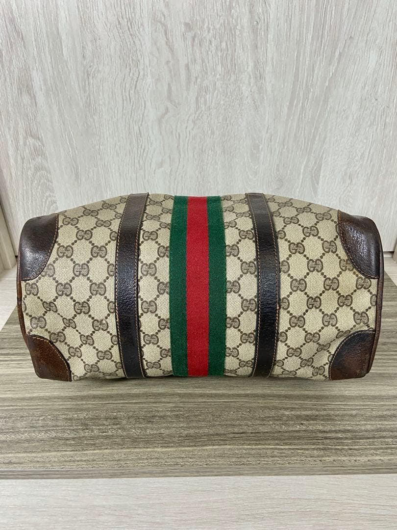 GUCCI ボストンバッグ　シェリーライン　GG スプリーム　PVC レザー