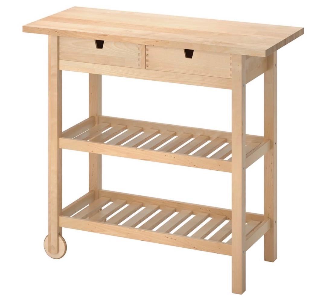 IKEA フォルホイヤ キッチントロリー 作業台 無垢材 引き出し付き