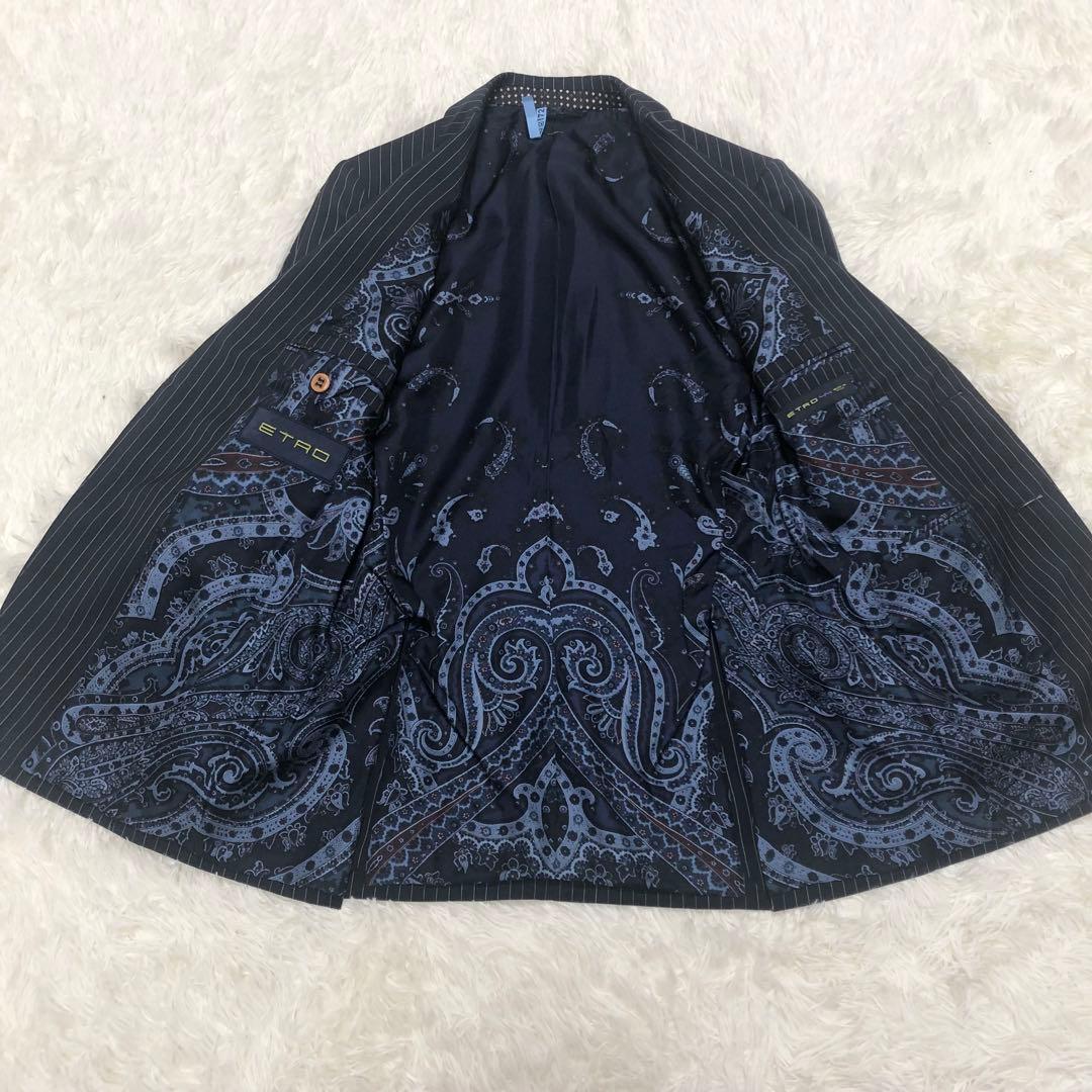 美品 ETRO スーツ セットアップ 44 ストライプ 裏地ペイズリー柄 希少